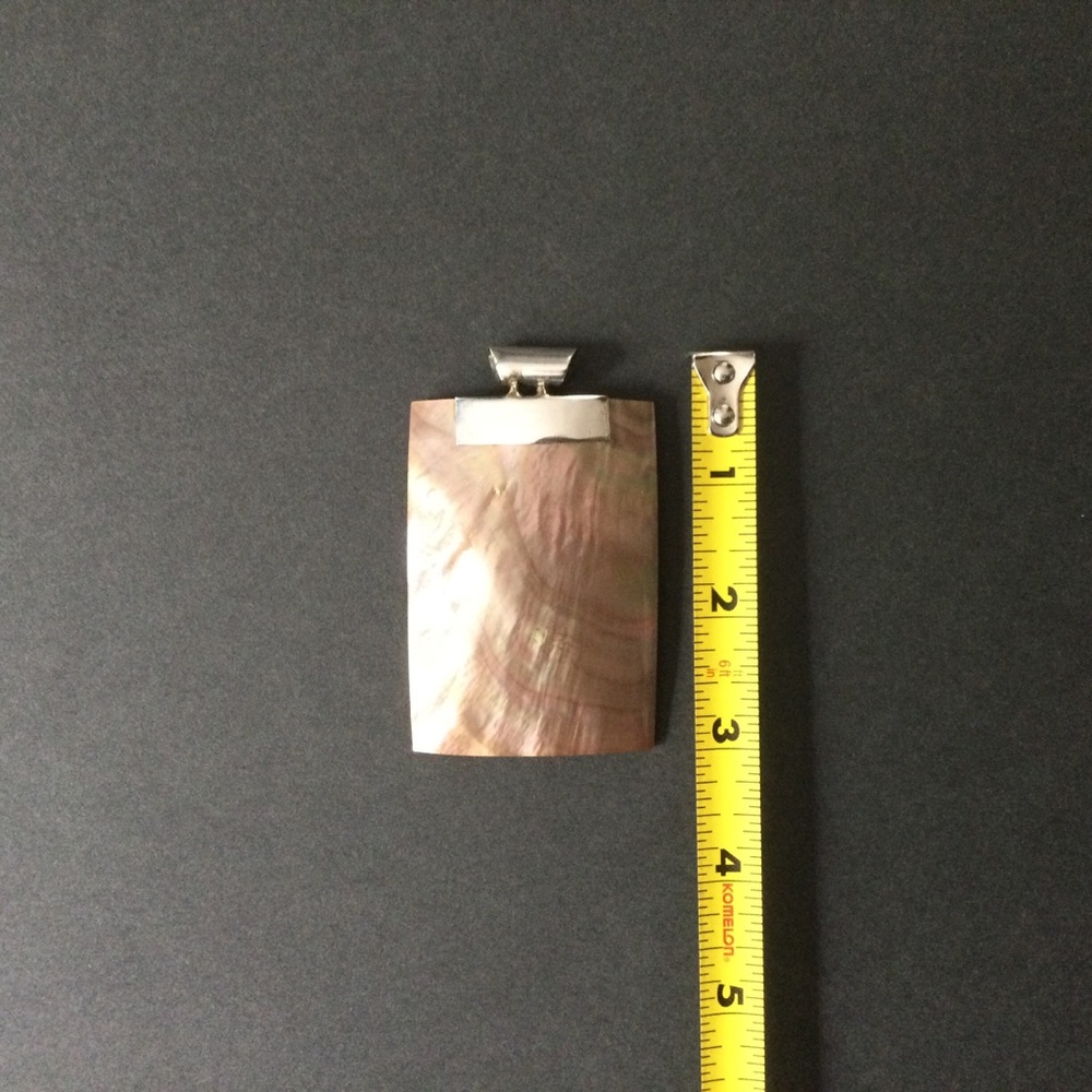 Rectangular Shell and Sterling Silver Pendant - Picture 6 of 8